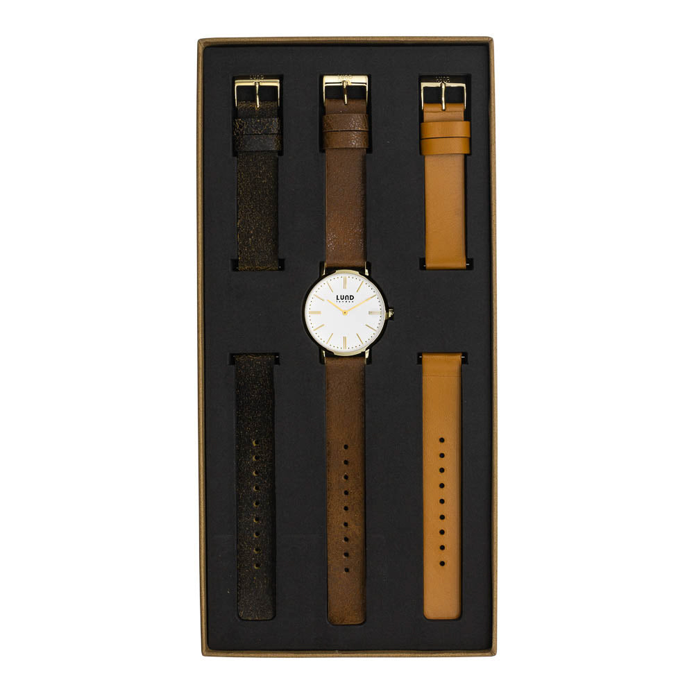Conjunto Relógio de Pulso, Caixa Gold 39mm + 2 Pulseiras