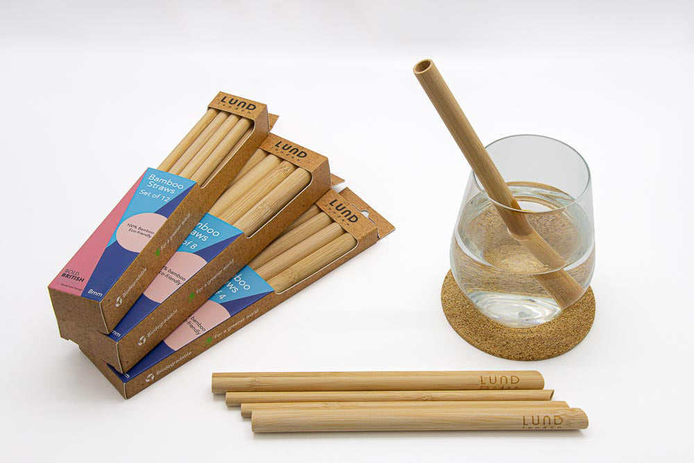 Kit 4 Palhas Reutilizáveis em Bambu- 12 mm diâmetro