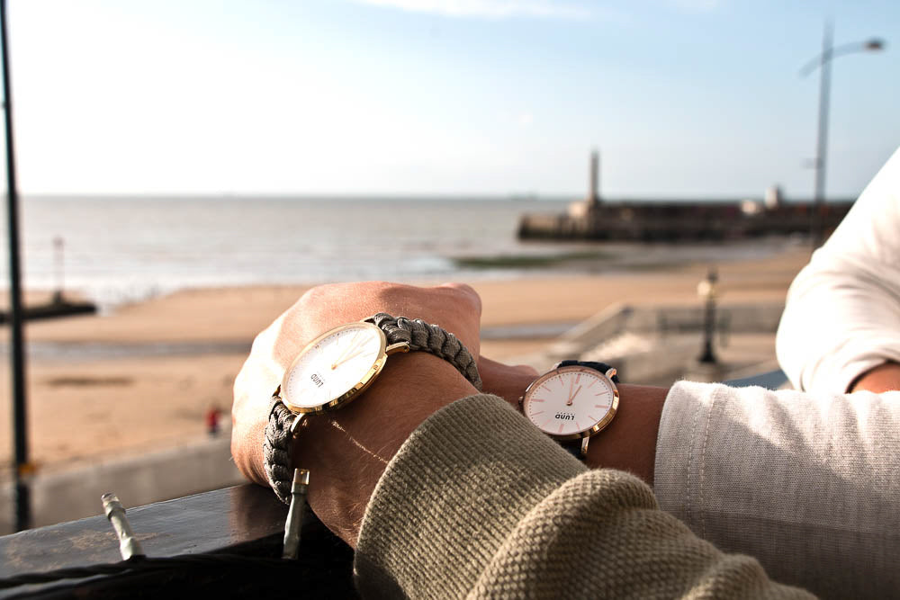 Relógio de Pulso Entrançado Cinza, Caixa Rose Gold 34/39mm