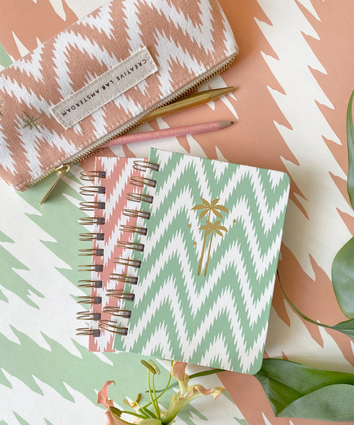 Caderno Notebook A6 Argolas Ikat Green