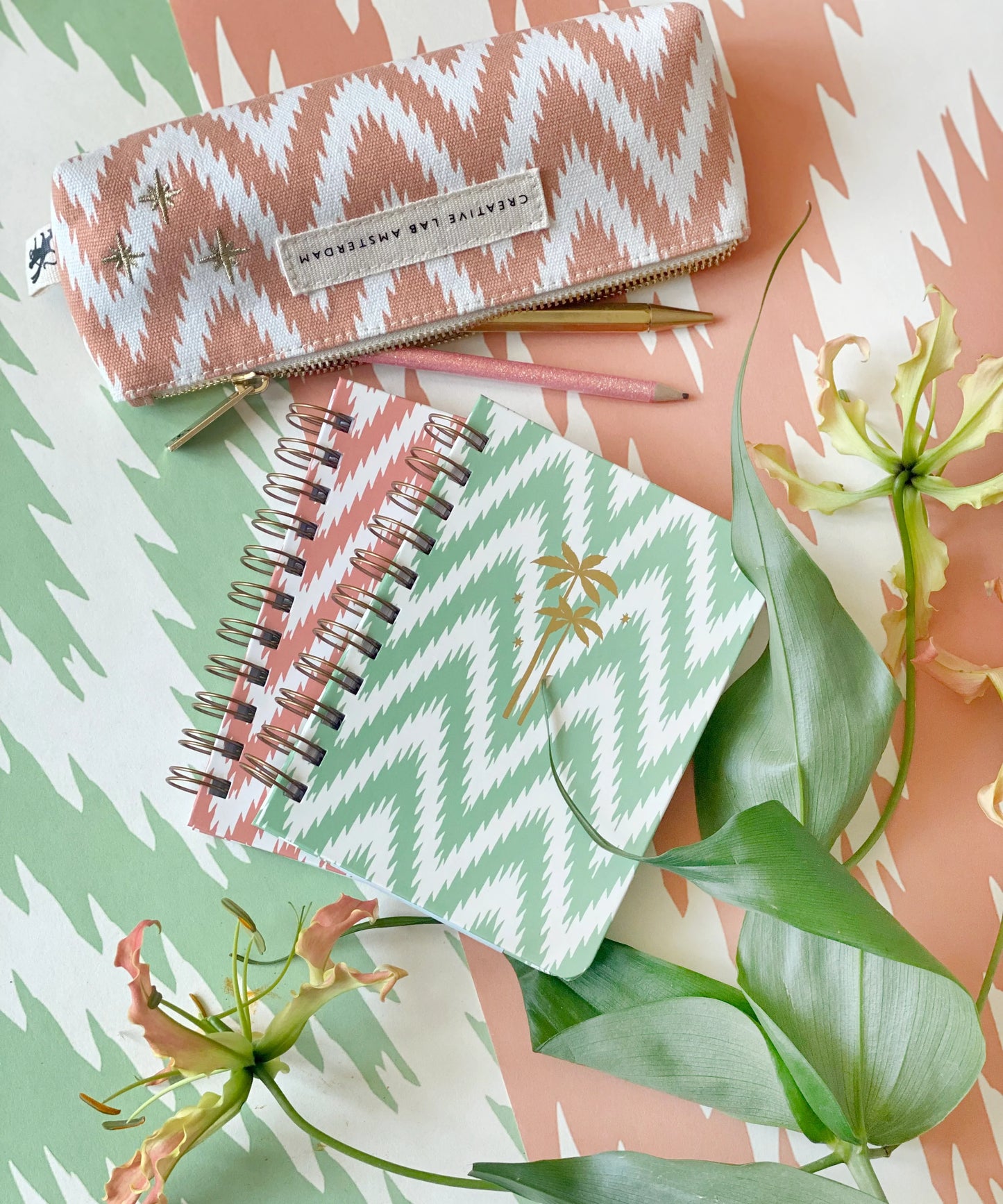 Caderno Notebook A6 Argolas Ikat Green