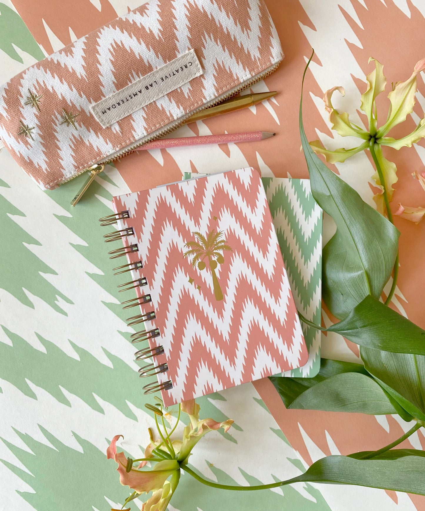 Caderno Notebook A6 Argolas Ikat Orange