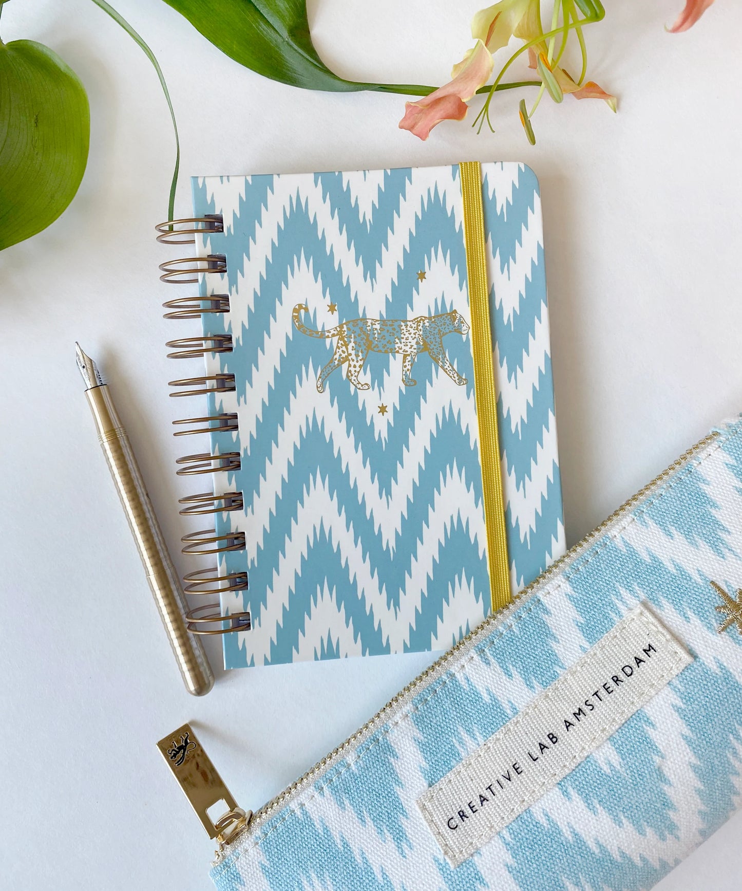 Caderno Notebook A6 Argolas Ikat Blue