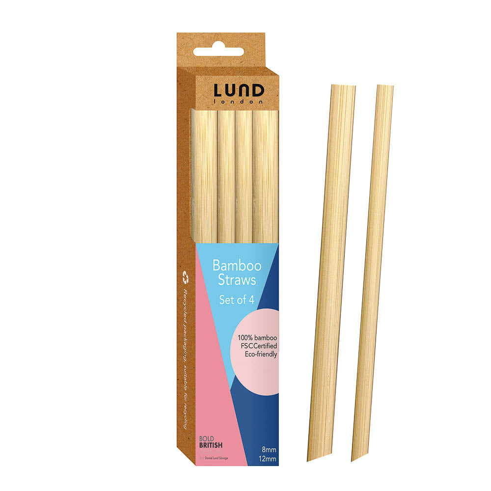 Kit Mix 4 Palhas Reutilizáveis em Bambu- 8 e 12mm diâmetro