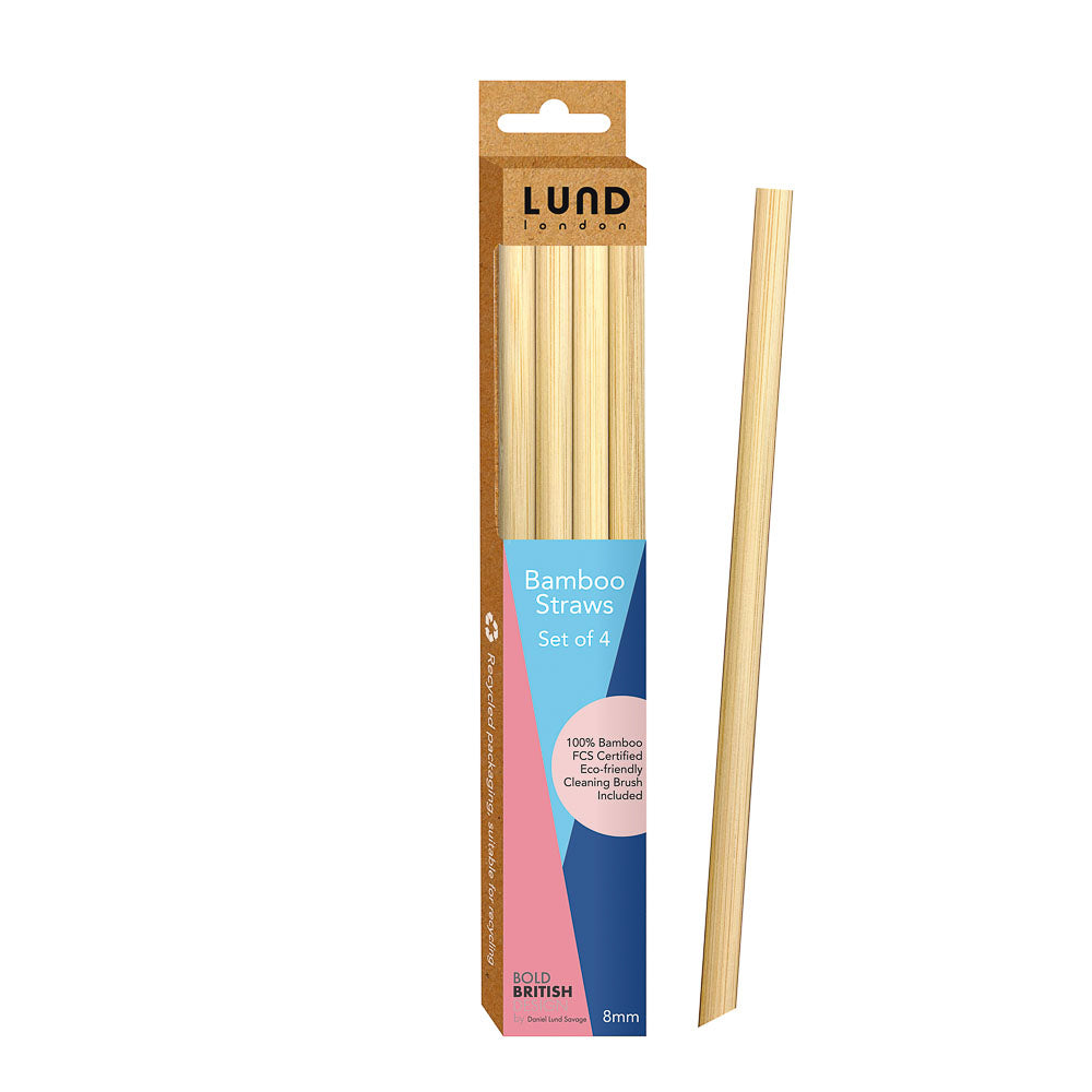 Kit 4 Palhas Reutilizáveis em Bambu- 8mm diâmetro